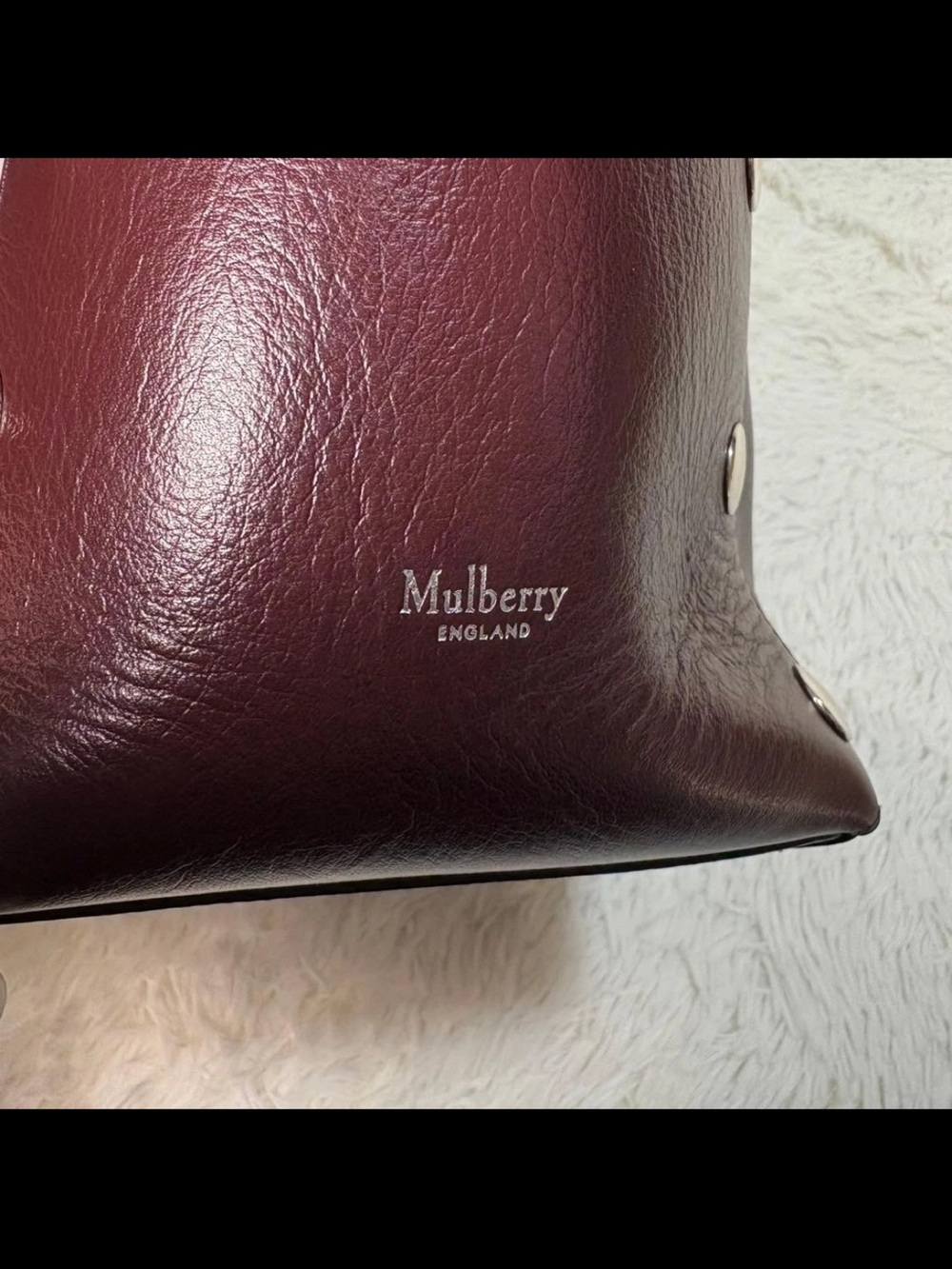 Mulberry Leather Tote in Deep Burgundy with Silver Studs - Picture 11 of 16